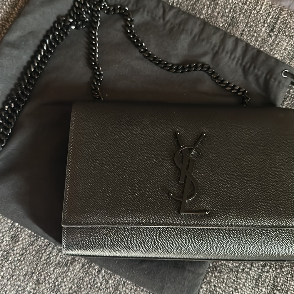 Kate Small YSL Grain de Poudre Chain Shoulder Bag, Black Hardware